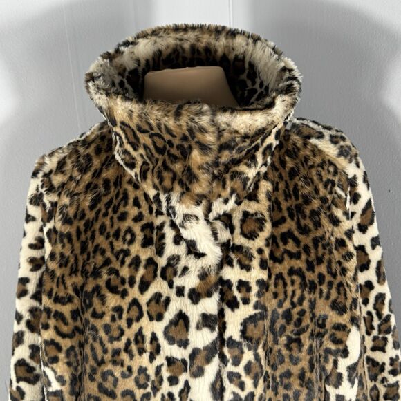LOFT Sz 16 Plus Leopard Cheetah Print Faux Fur Coat Jacket Teddy Soft BEAUTIFUL - Picture 6 of 16